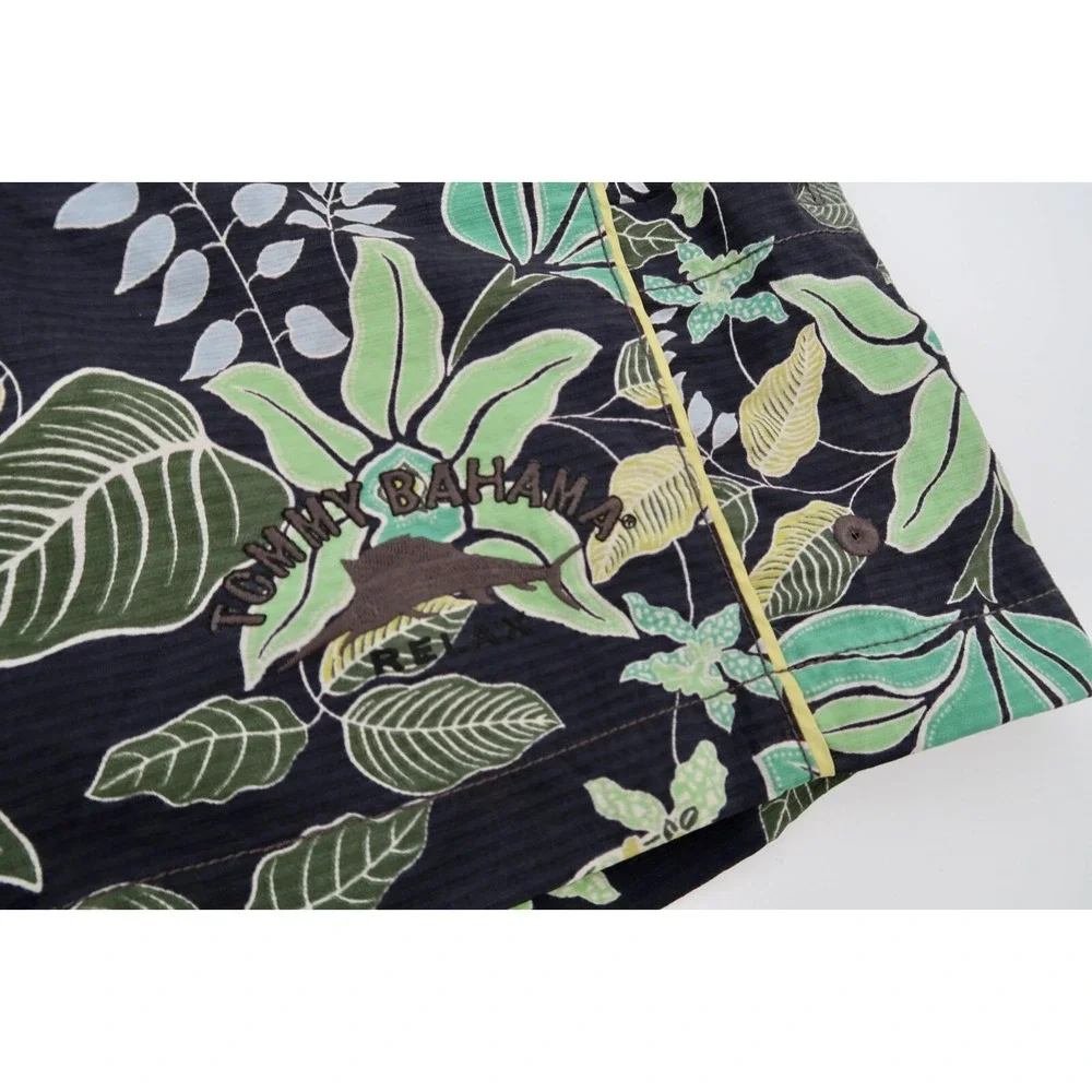 Tommy Bahama Mens XXL Black Green Floral Swim Trunks Lined‎ Shorts Size 2XL